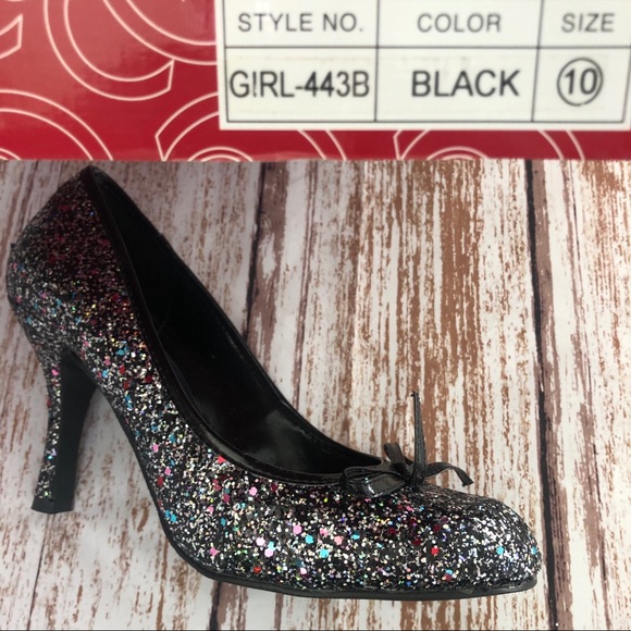 New Charming Charlie Black Sparkle Heels Size 10 - Picture 8 of 8